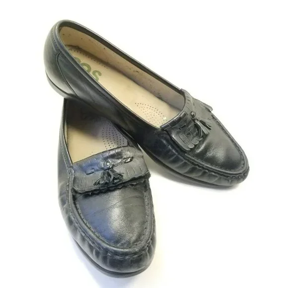 SAS Black Leather Tassel Kiltie Slip-On Loafers SAS Kiltie Tassel Softie Black Leather Comfort Slip On  main image 3